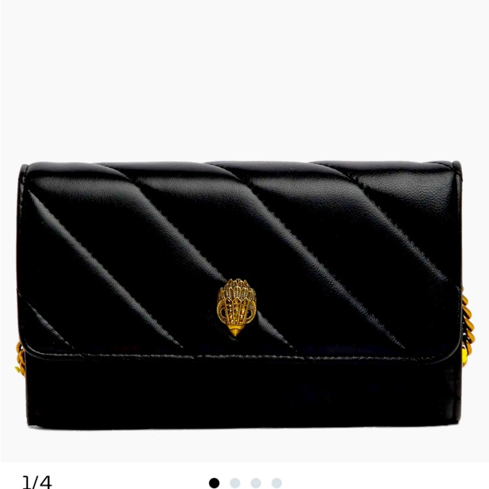 Authentic Kurt Geiger SoHo Chain Wallet/brass chain&Calfskin Genuine Leather❣️